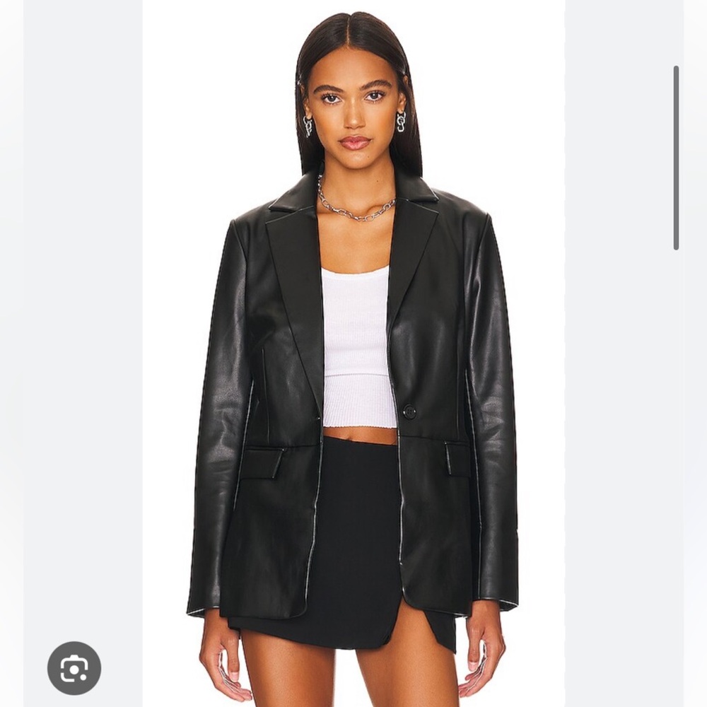 NWT Remi x Revolve Chloe Black Faux Leather Blazer Size Small